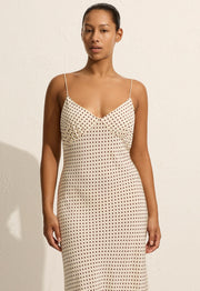 Low Back Slip Dress - Burgundy Polka Dot - Matteau